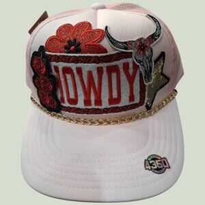 4350 District Howdy Trucker Hat Pink Mesh Cowgirl Western Embroidered Cap NWT